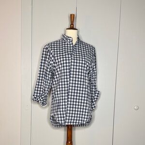 J. Crew Men's Checkered Button-Down Shirt in Navy and White